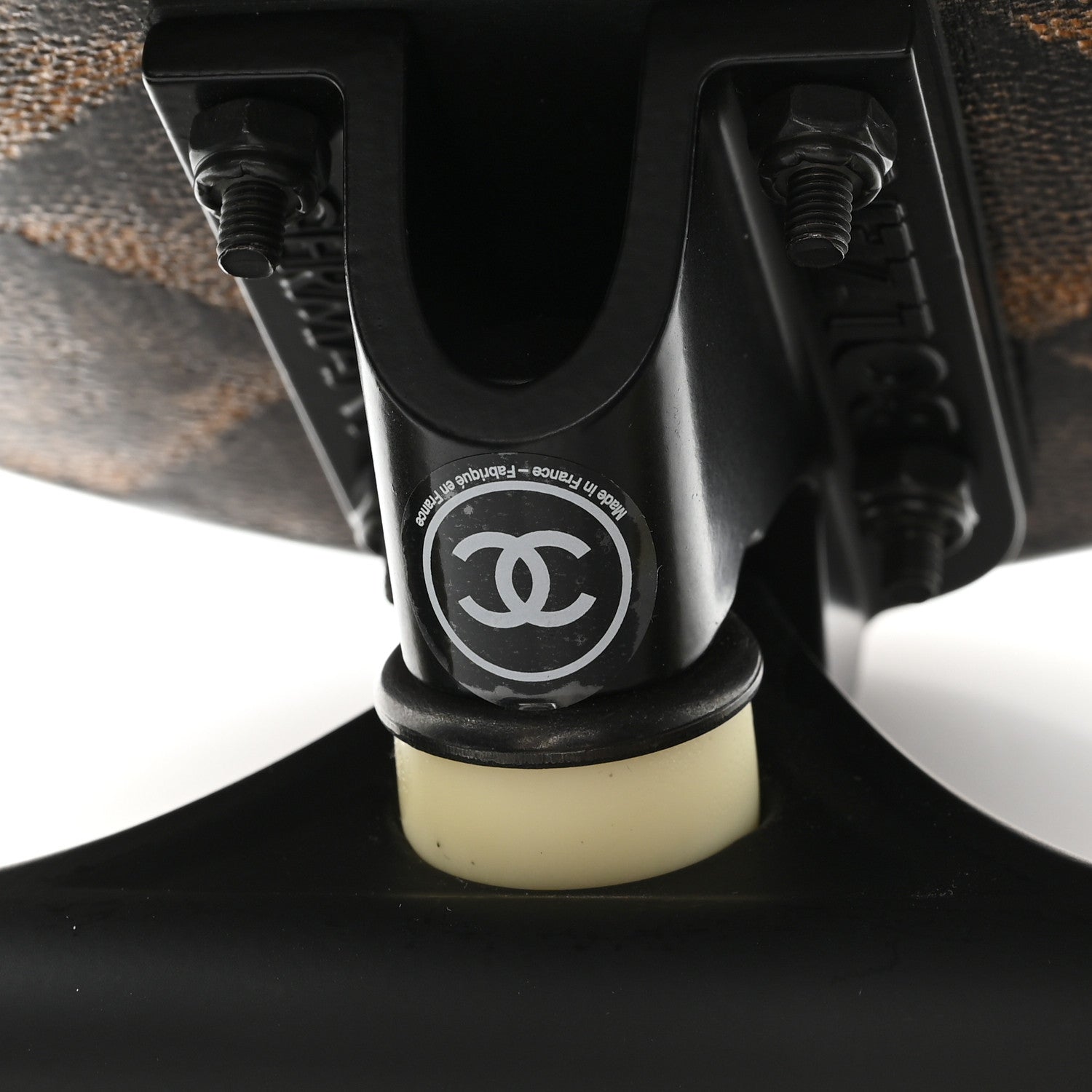 Lacquered Wood Logo Cruiser Skateboard Black Beige
