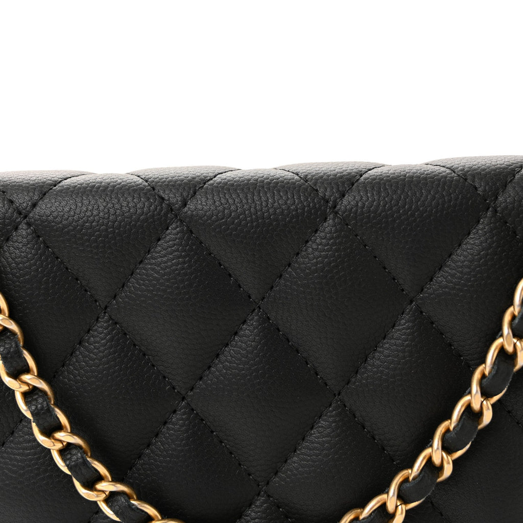 Chanel Caviar Quilted Boy Wallet On Chain WOC Black