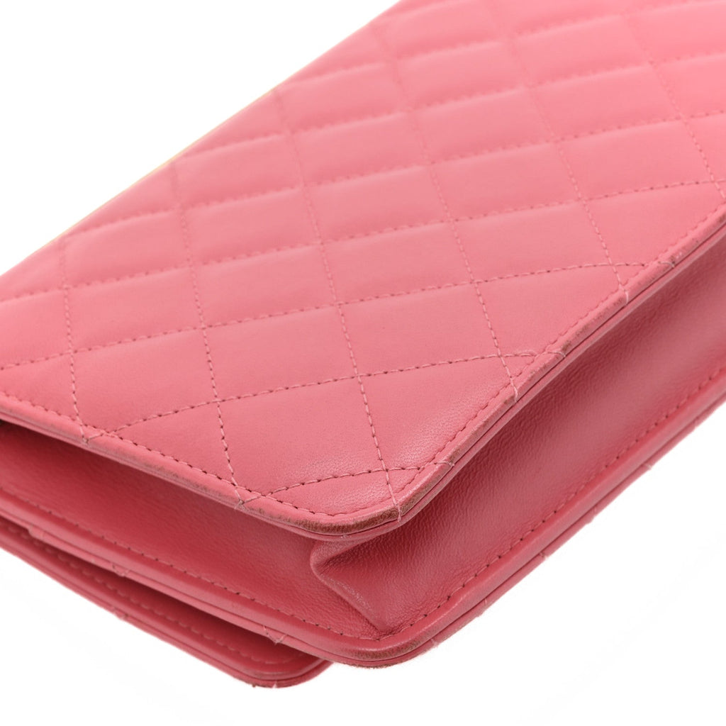 Chanel Lambskin Quilted Trendy CC Wallet On Chain WOC Bright Pink