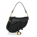 Christian Dior Grained Calfskin Saddle Bag With Strap Black
