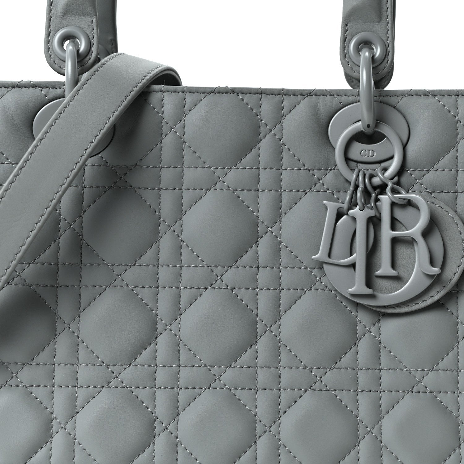 Christian Dior Ultra Matte Calfskin Cannage Medium Lady Dior Grey Stone