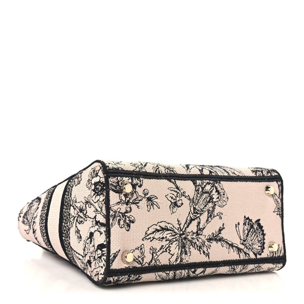 Christian Dior Canvas Embroidered Jardin Botanique Medium Lady D-Lite Light Pink Black