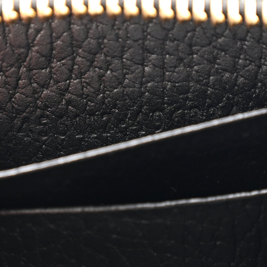 Gucci Dollar Calfskin GG Supreme Monogram GG Marmont Zip Around Wallet Black Beige Ebony