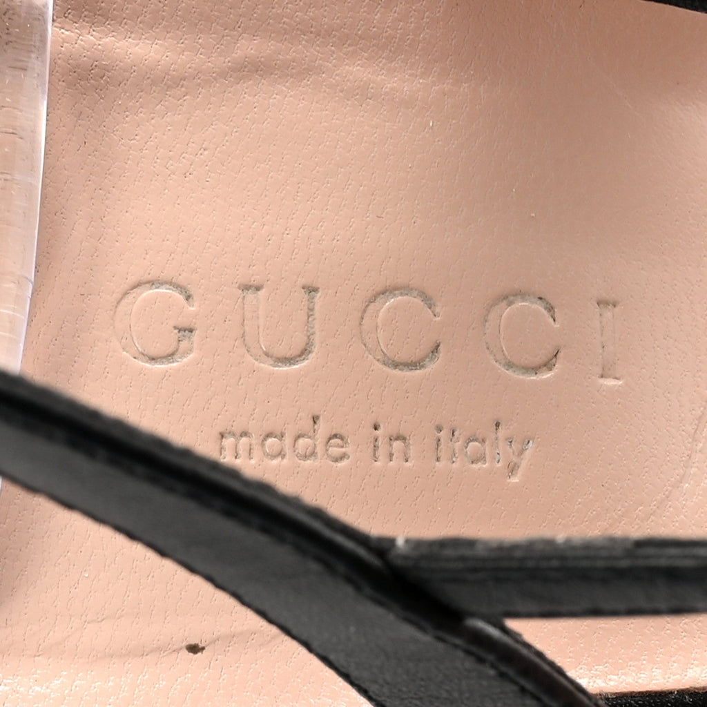 Gucci Lifford Calfskin GG Marmont Ankle Wrap 105mm Sandals 37 Black