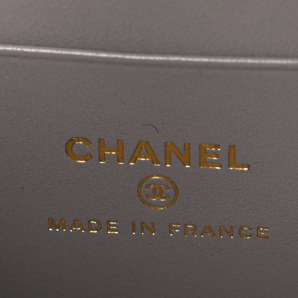Chanel Lambskin Quilted Small Top Handle Vanity Case With Chain Dark Grey