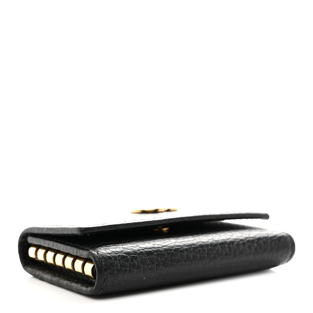 Gucci Pebbled Calfskin GG Marmont 6 Key Holder Black