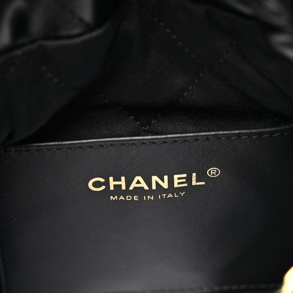 Chanel Shiny Calfskin Quilted Pearl CC Chain Mini Chanel 22 Black