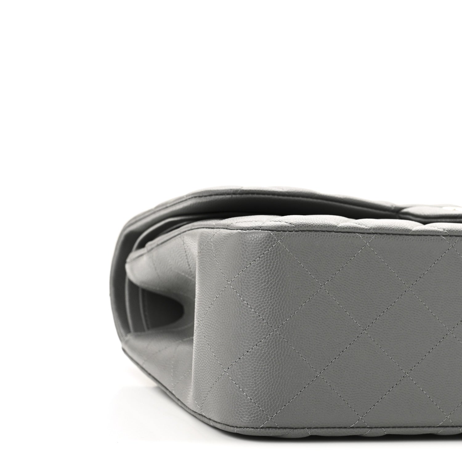 Chanel Caviar Quilted Jumbo Double Flap Grey