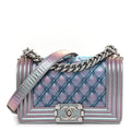 Chanel Iridescent Patent Calfskin PVC Quilted Small Boy Flap Light Purple