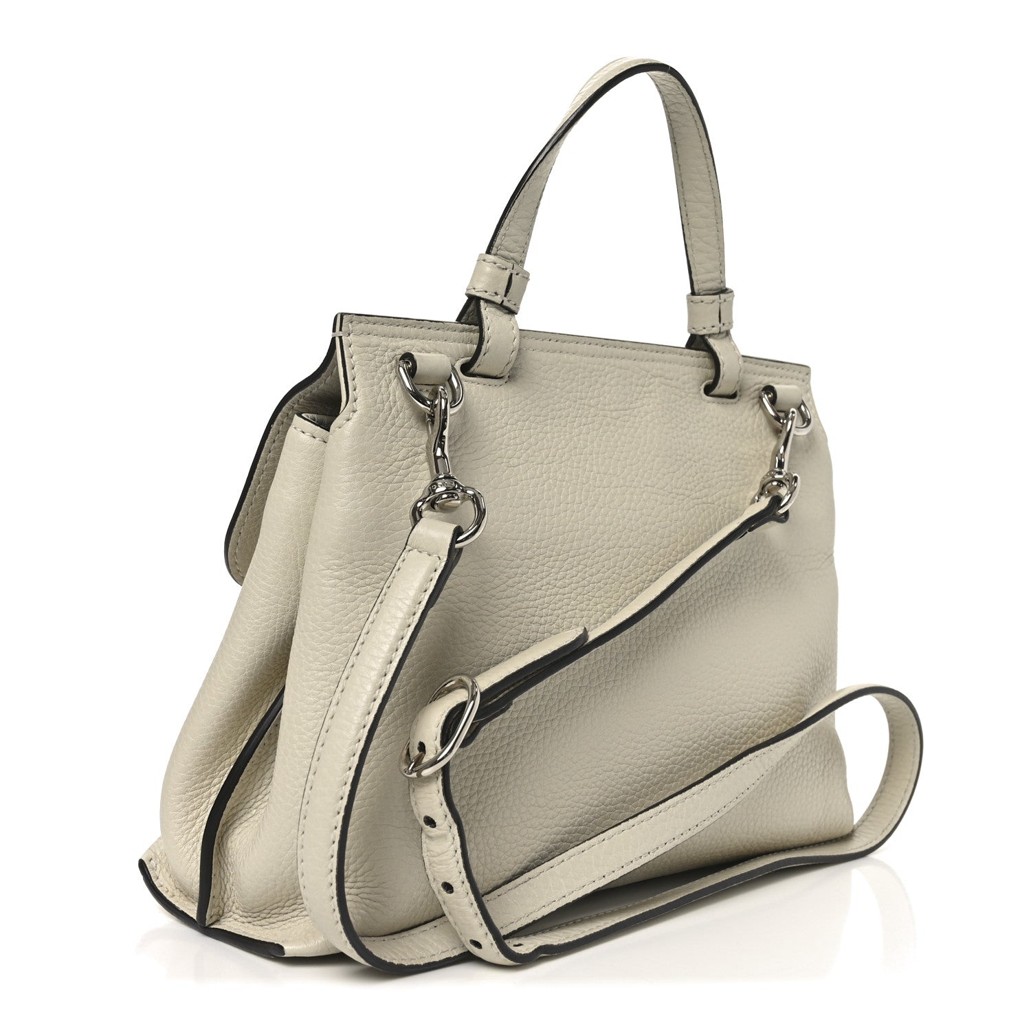 Gucci Cellarius Calfskin Small Bamboo Daily Top Handle Bag Mystic White