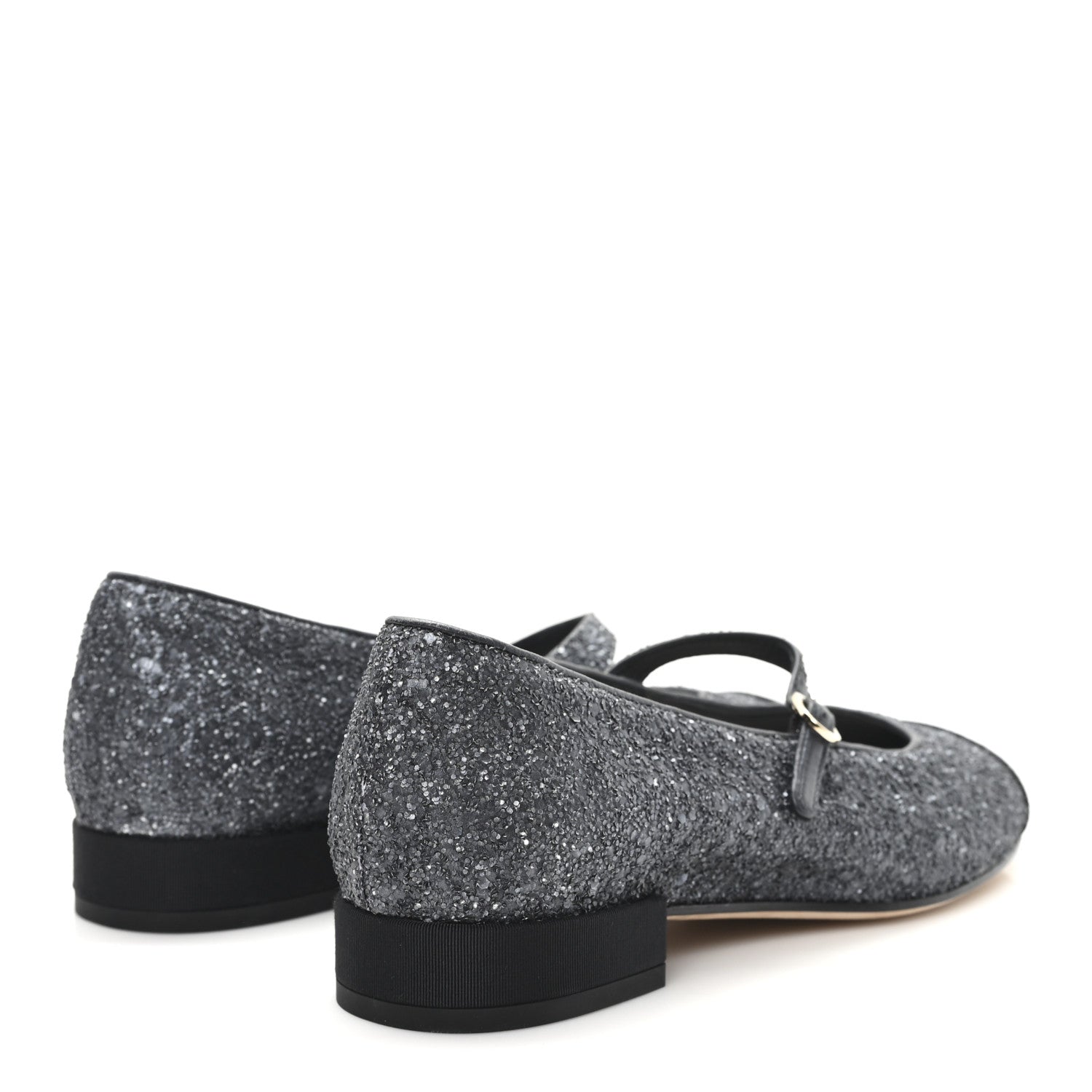 Glitter Grosgrain Cap Toe Mary Jane Flats 36.5 Gray