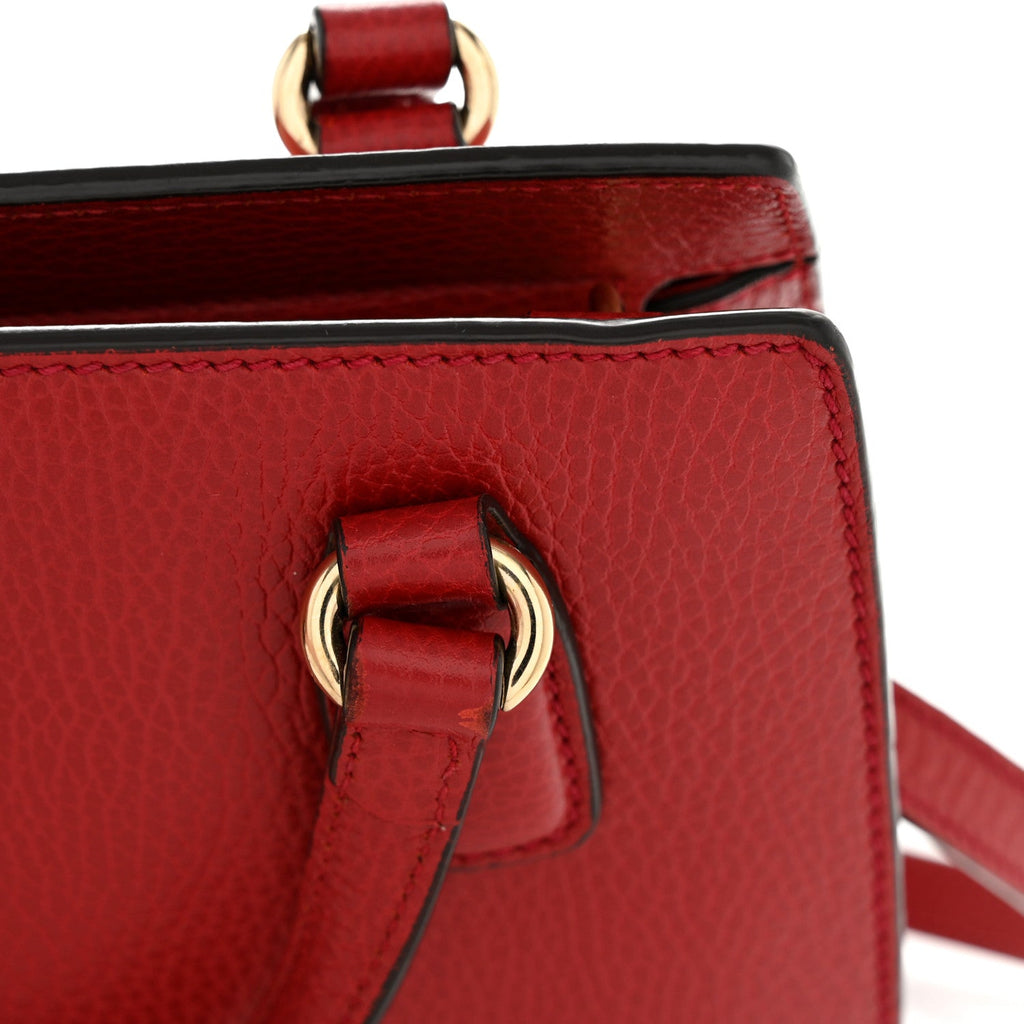 Gucci Dollar Calfskin Medium Soho Top Handle Satchel Hibiscus Red