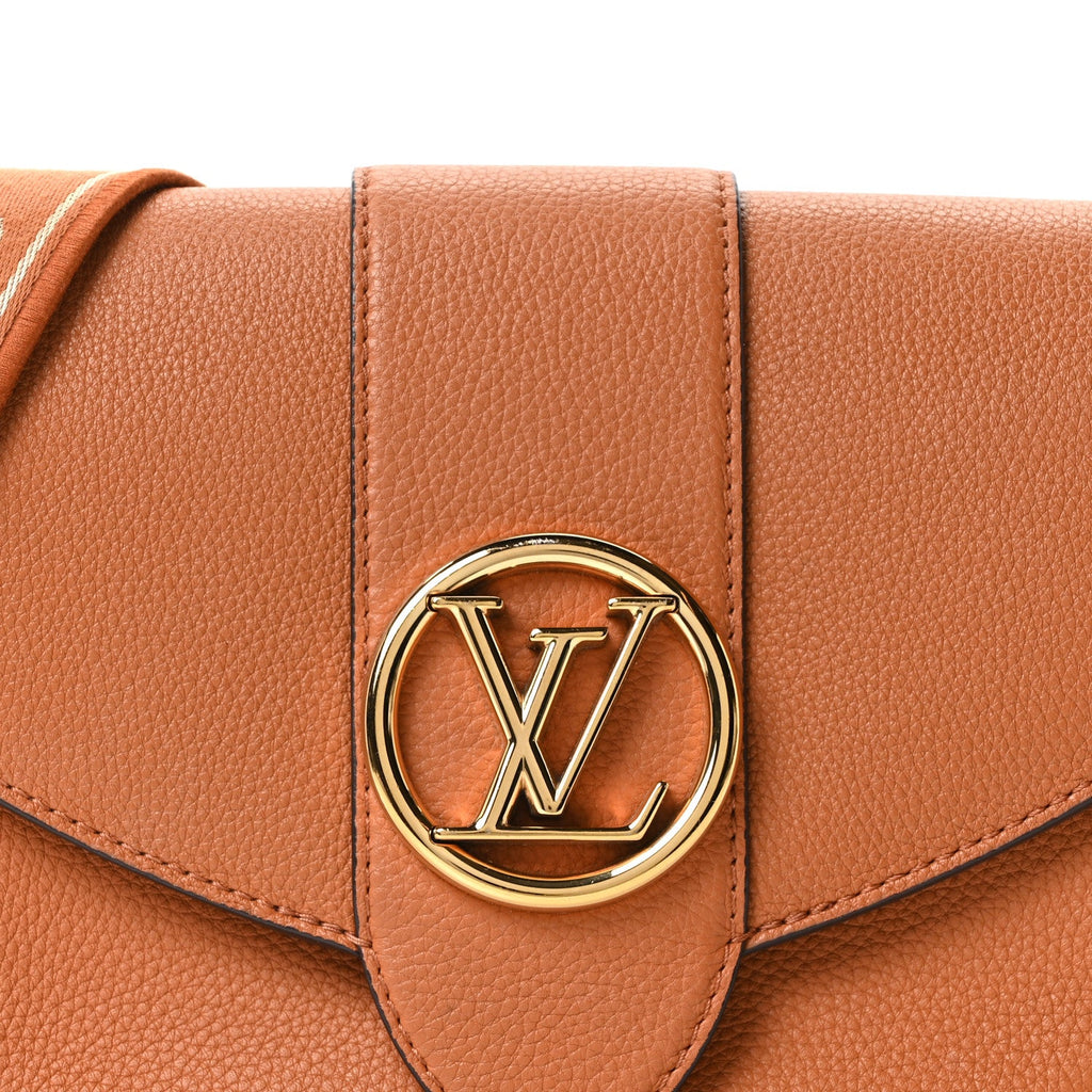 Louis Vuitton Grained Calfskin LV Pont 9 Soft MM Golden Siena