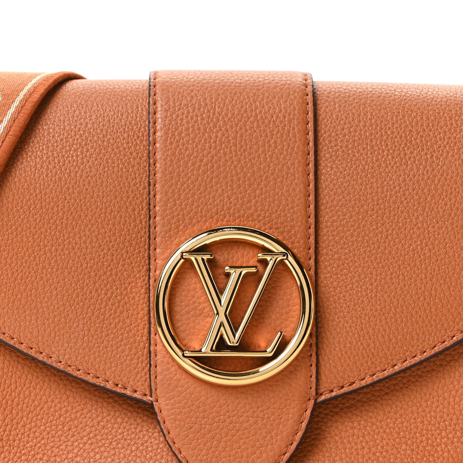 Louis Vuitton Grained Calfskin LV Pont 9 Soft MM Golden Siena