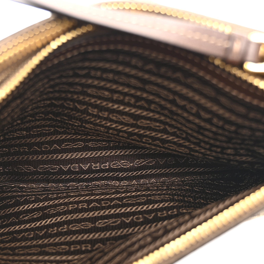Prada Jacquard Logo Flat Crossbody Bag Corda Bruciato