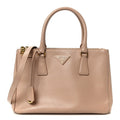 Prada Saffiano Small Galleria Double Zip Tote Cammeo