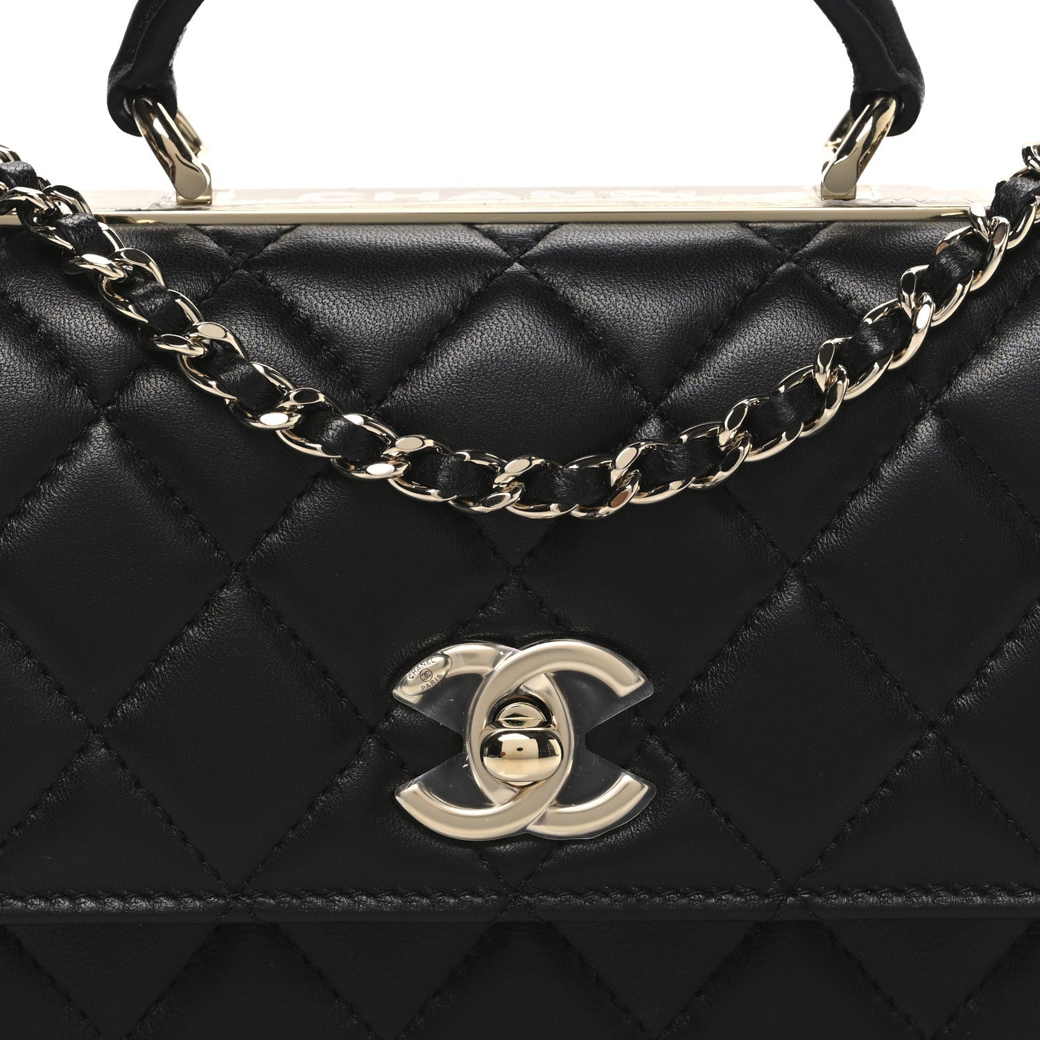Chanel Lambskin Quilted Trendy CC Dual Handle Clutch With Chain Black