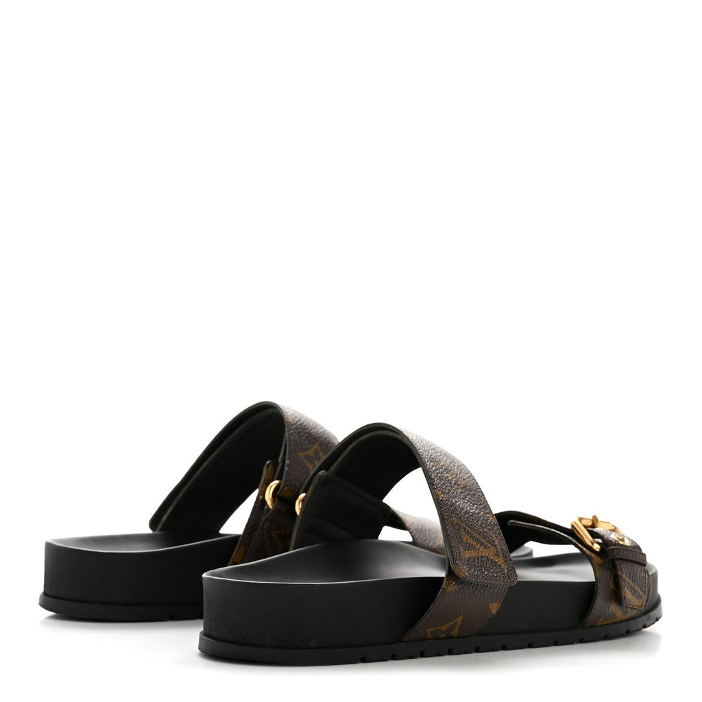 Louis Vuitton Monogram Bom Dia Mule Sandals 39 Black
