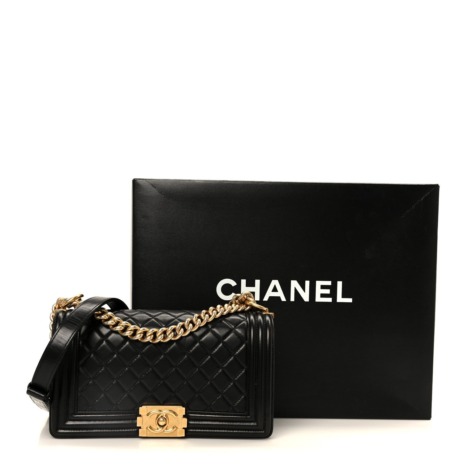 Chanel Lambskin Quilted Medium Boy Flap Black