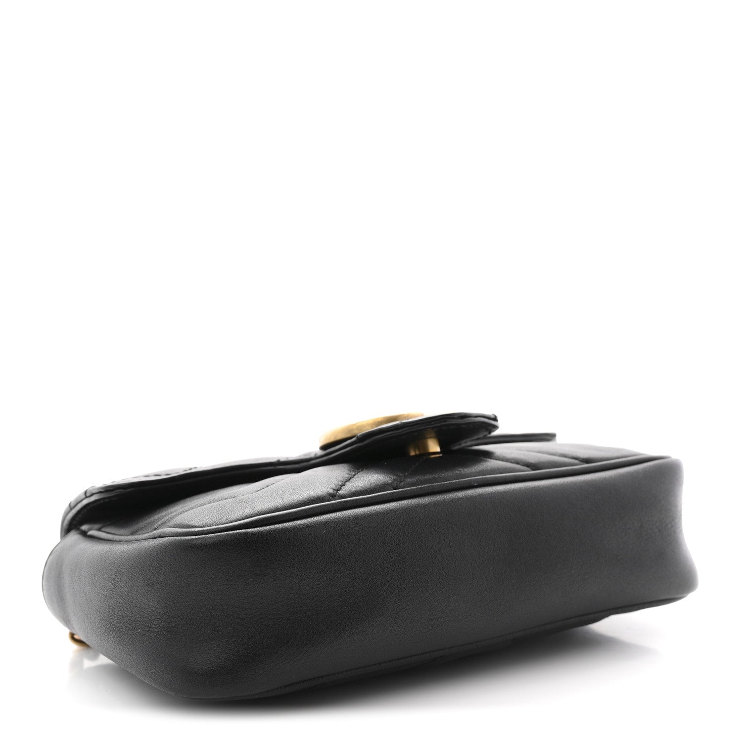 Gucci Calfskin Matelasse Super Mini GG Marmont Shoulder Bag Black