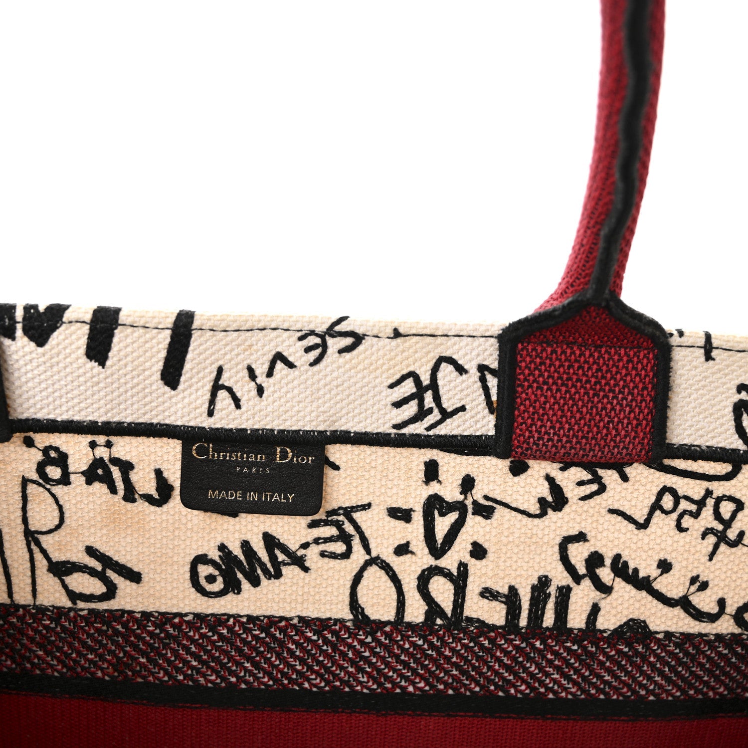 Christian Dior Canvas Embroidered Medium Dioramour Graffiti Book Tote Latte Multicolor