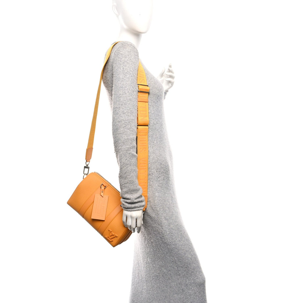Louis Vuitton Grained Calfskin Aerogram City Keepall Safran Yellow