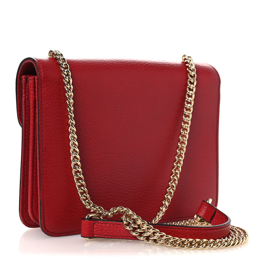 Gucci Dollar Calfskin Small Interlocking G Shoulder Bag Red