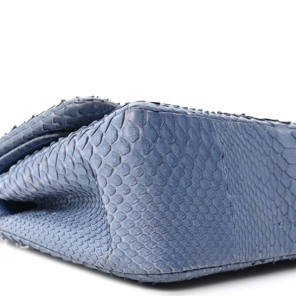 Chanel Snakeskin Jumbo Double Flap Light Blue