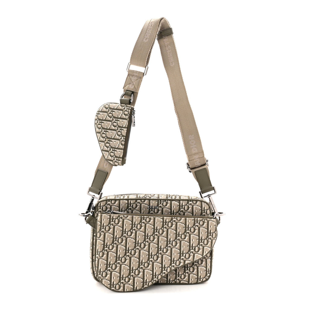 Christian Dior Oblique Saddle Triple Pouch Green