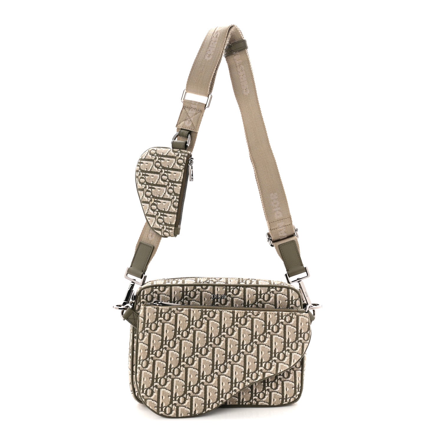 Christian Dior Oblique Saddle Triple Pouch Green