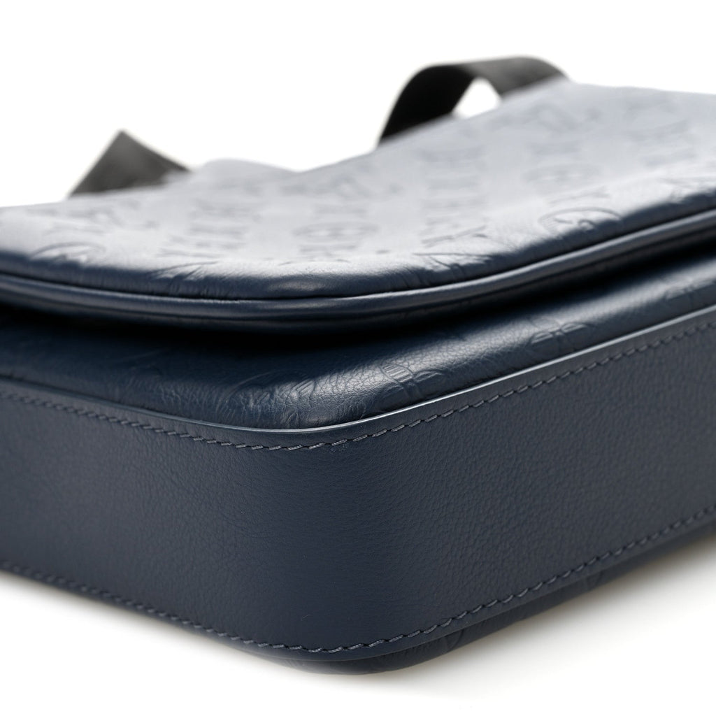 Louis Vuitton Calfskin Monogram Shadow Trio Messenger Navy