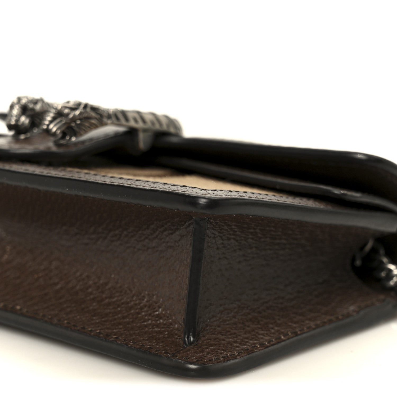 Gucci Monogram Jumbo GG Textured Dollar Calfskin Super Mini Dionysus Shoulder Bag Camel Ebony New Acero