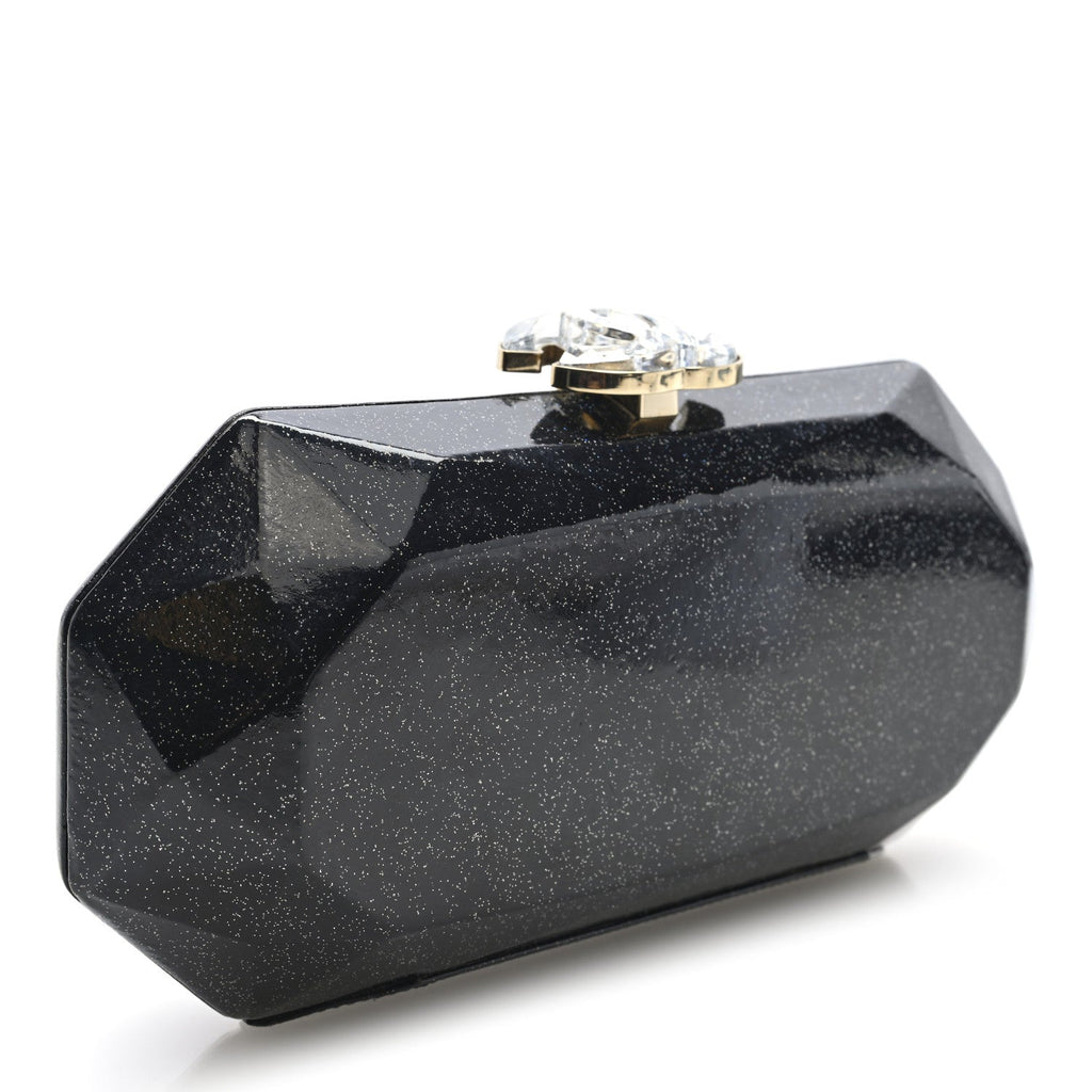 Chanel Glitter Vinyl Crystal Clutch Black