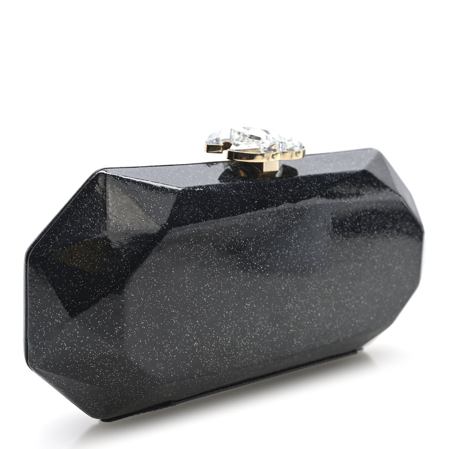 Chanel Glitter Vinyl Crystal Clutch Black