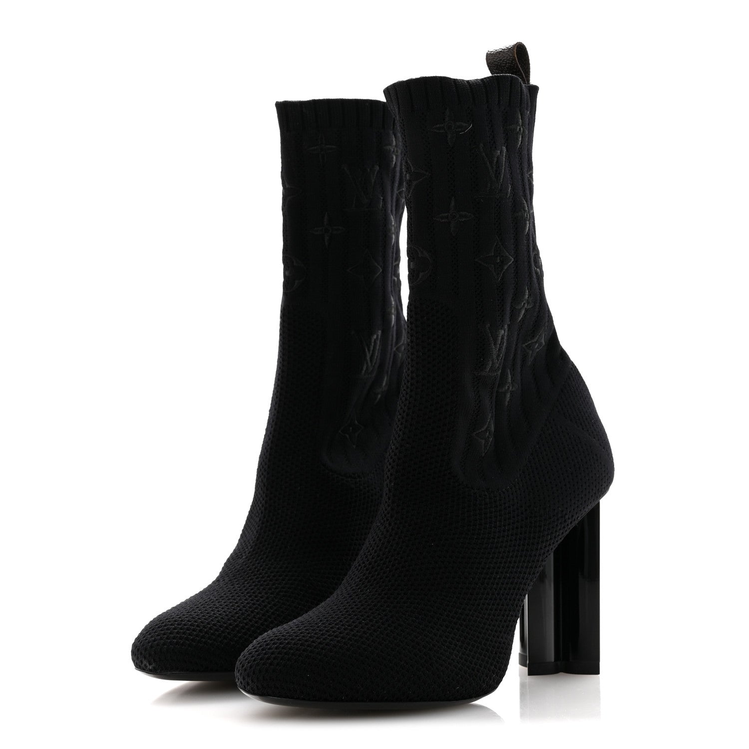 Louis Vuitton Monogram Stretch Fabric Silhouette Ankle Boots 38 Black
