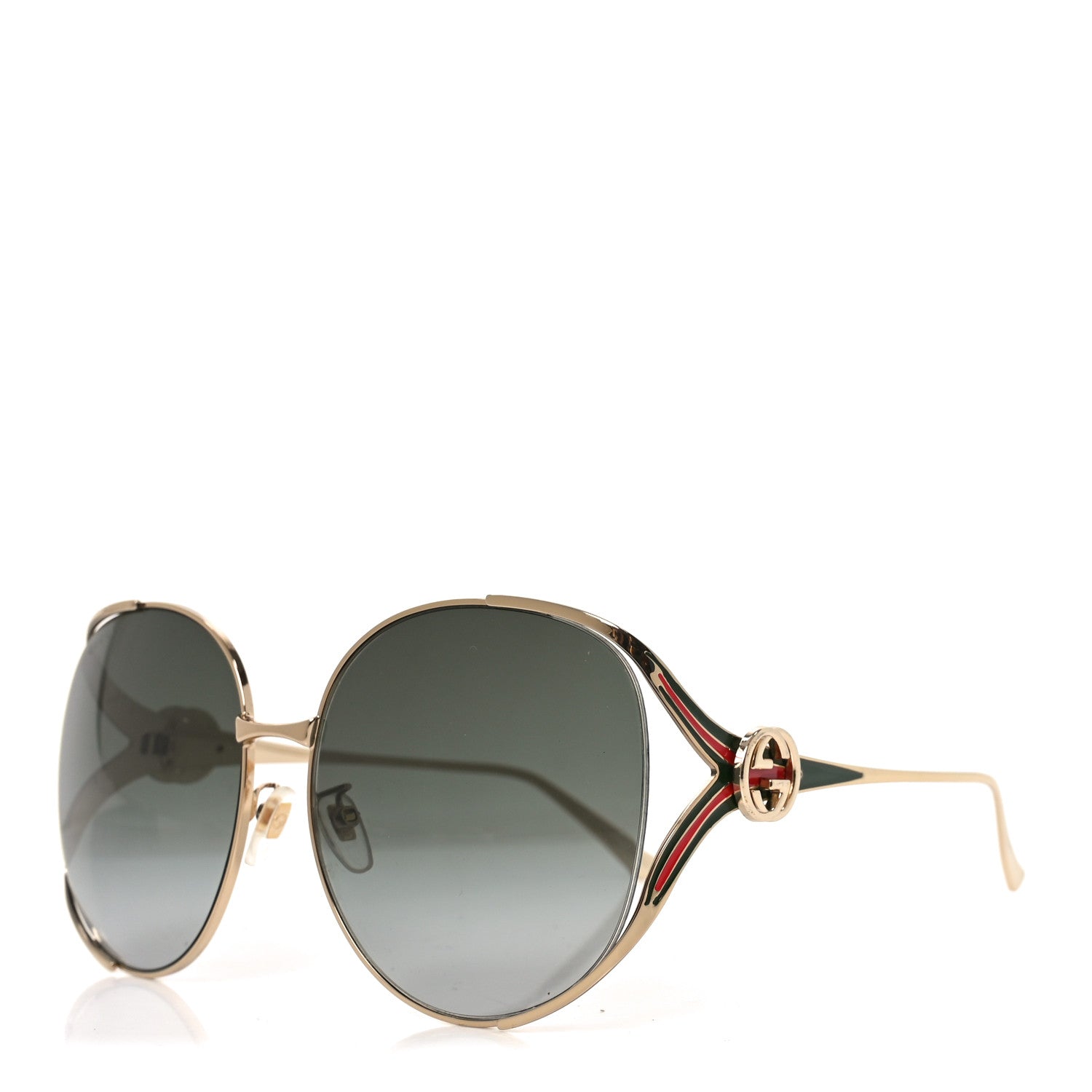 Gucci Metal Oversized Round Frame GG0225S Sunglasses Gold
