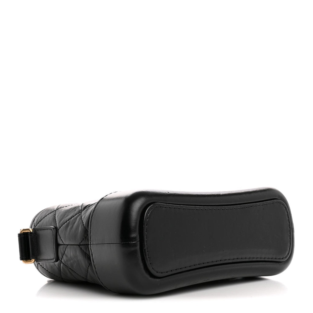 Chanel Aged Calfskin Quilted Small Gabrielle Hobo Black