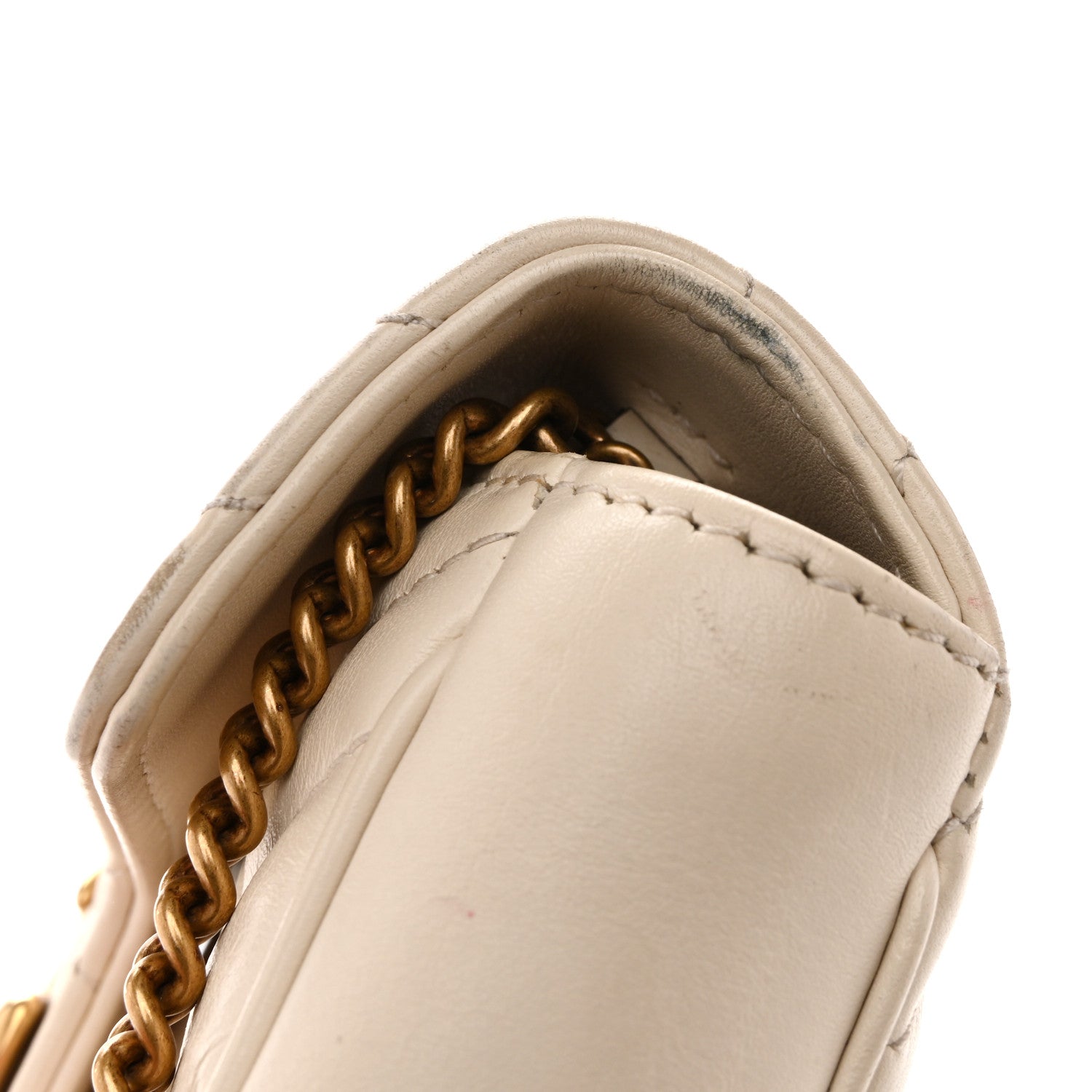 Gucci Calfskin Matelasse Super Mini GG Marmont Shoulder Bag White
