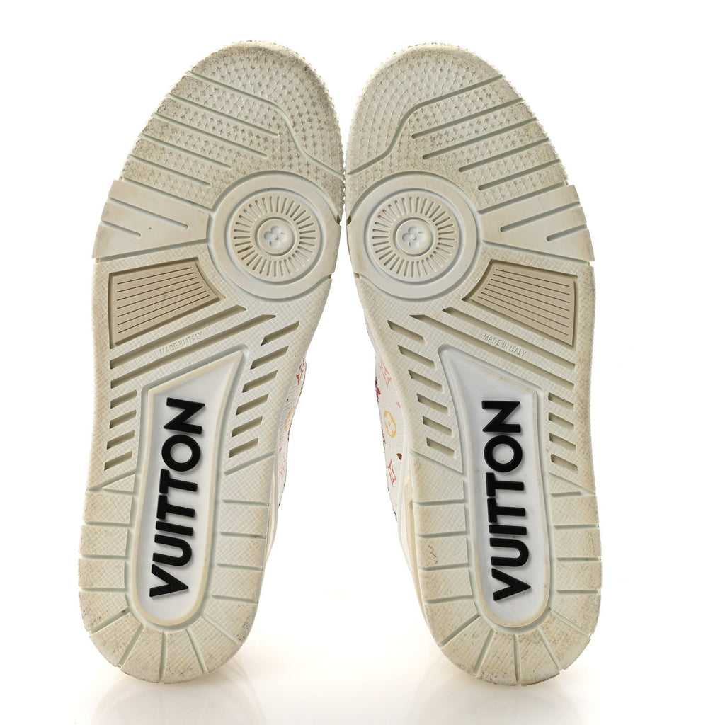Louis Vuitton LV X TM Calfskin Monogram Multicolor Womens LV Trainer Sneakers 39 White