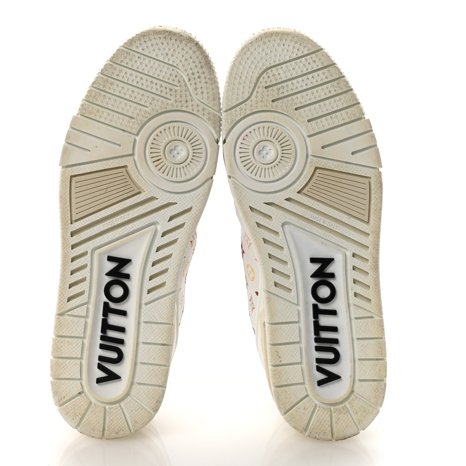 Louis Vuitton LV X TM Calfskin Monogram Multicolor Womens LV Trainer Sneakers 39 White
