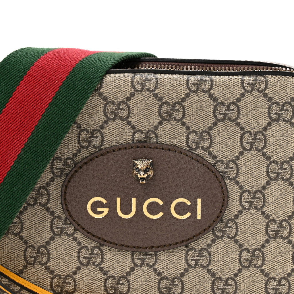 Gucci GG Supreme Monogram Web Neo Vintage Shoulder Bag Beige New Acero Crop