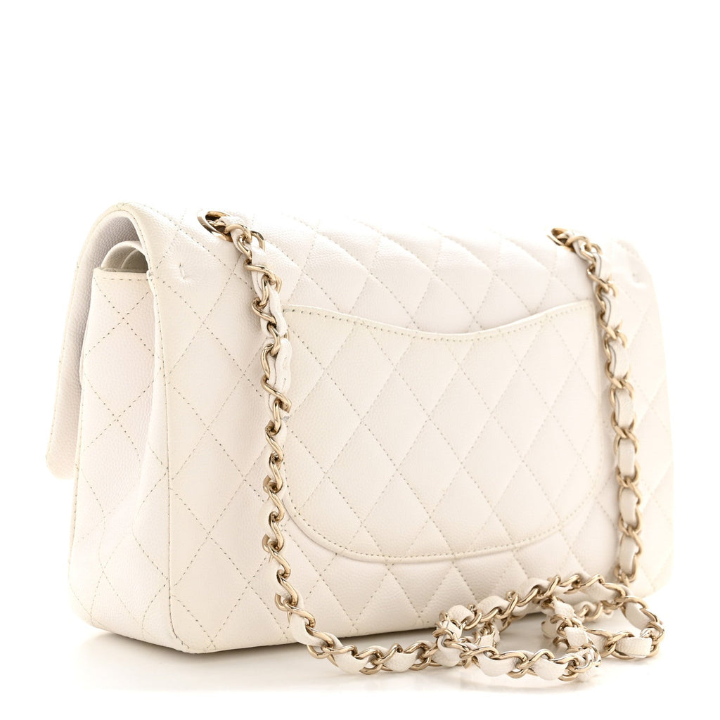 Chanel Caviar Quilted Medium Double Flap White