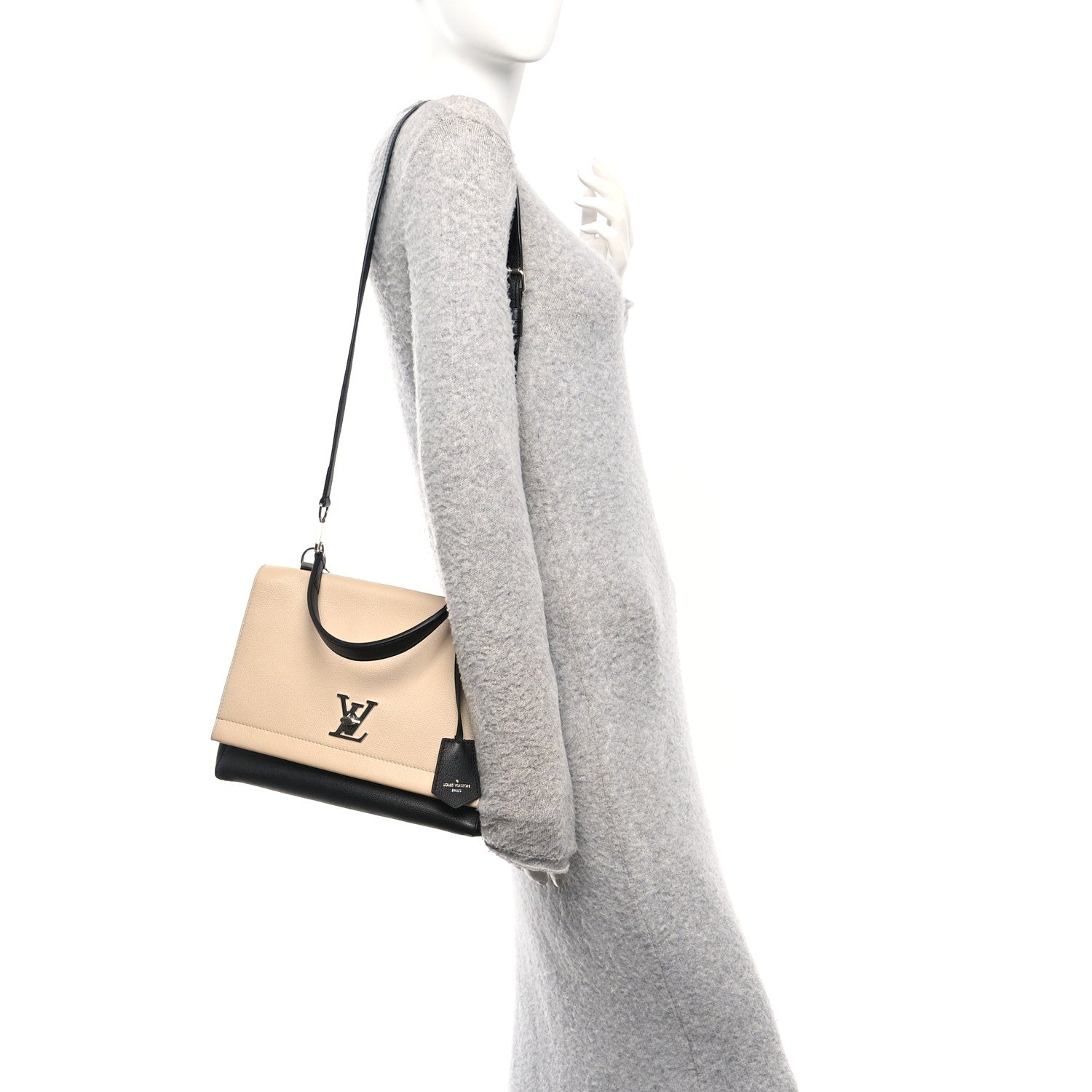 Louis Vuitton Soft Calfskin Lockme II Top Handle Vanille Black