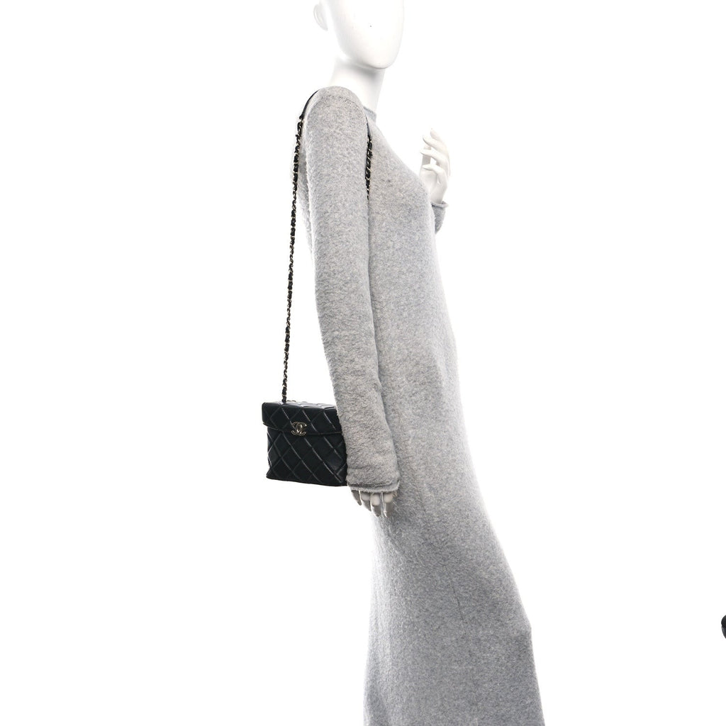 Chanel Lambskin Quilted Small Box Bag Black