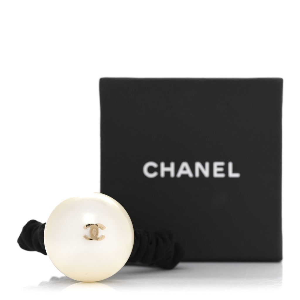 Pearl CC Hair Tie Black Gold Pearly White