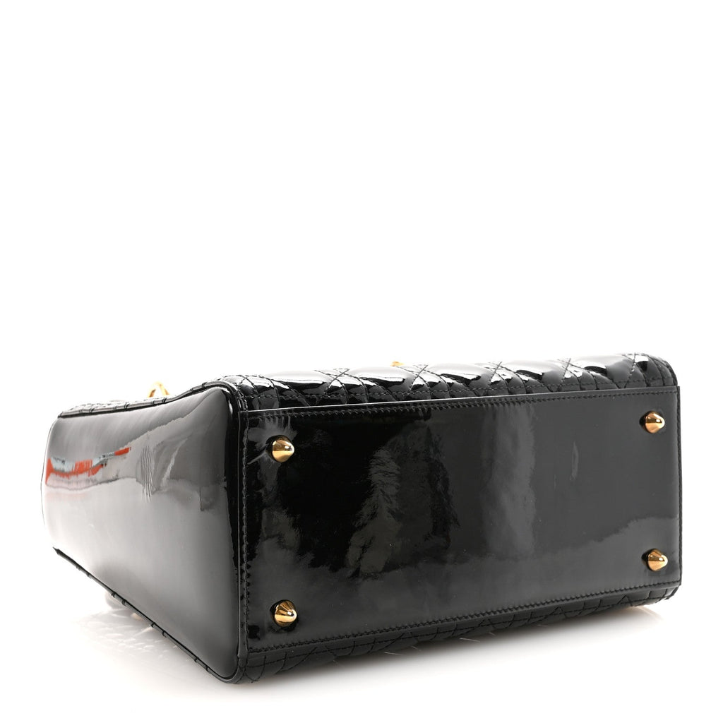 Christian Dior Patent Cannage Medium Lady Dior Black