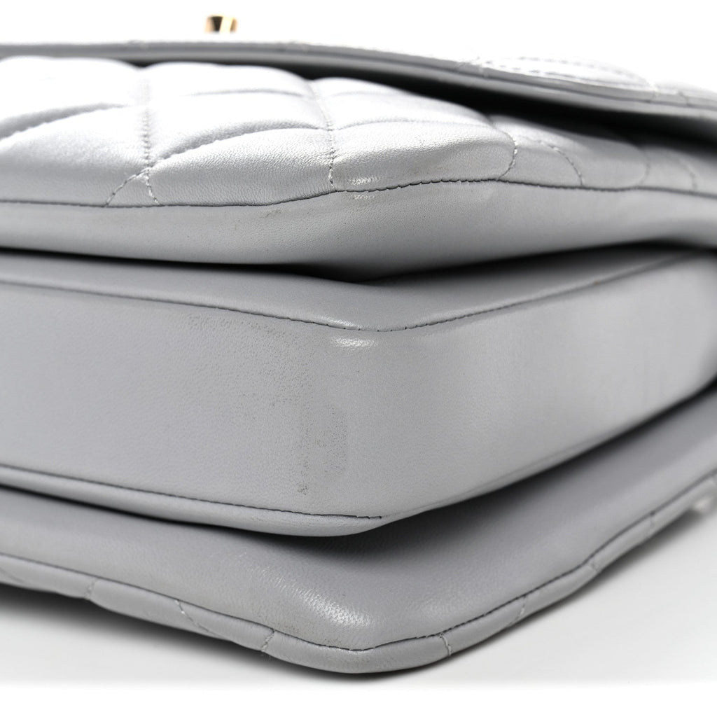 Chanel Lambskin Quilted Small Trendy CC Flap Dual Handle Bag Grey