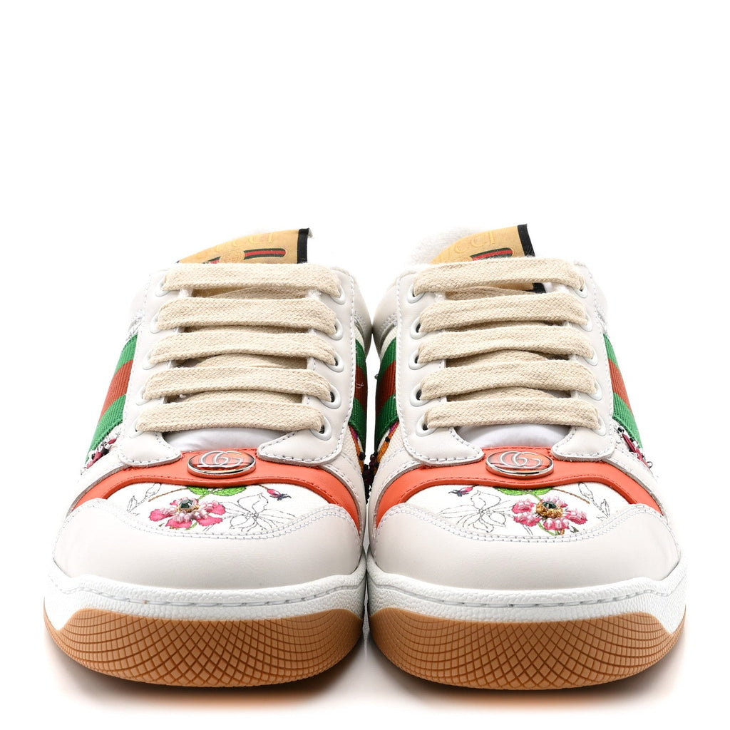 Gucci Sepang Flora Faded Canvas Web Womens Screener Sneakers 36.5 White