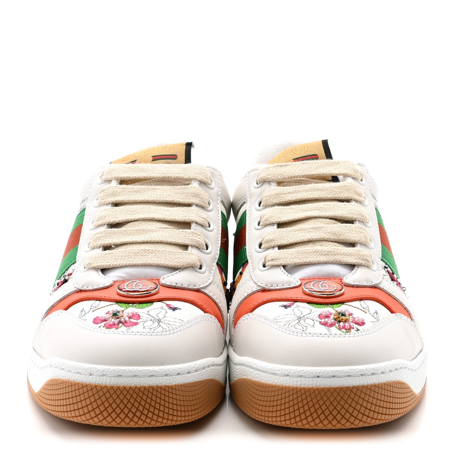Gucci Sepang Flora Faded Canvas Web Womens Screener Sneakers 36.5 White