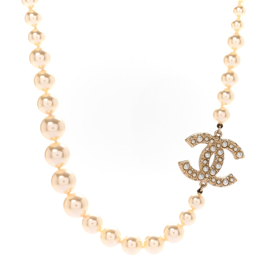 Pearl CC 100th Anniversary Necklace Light Gold